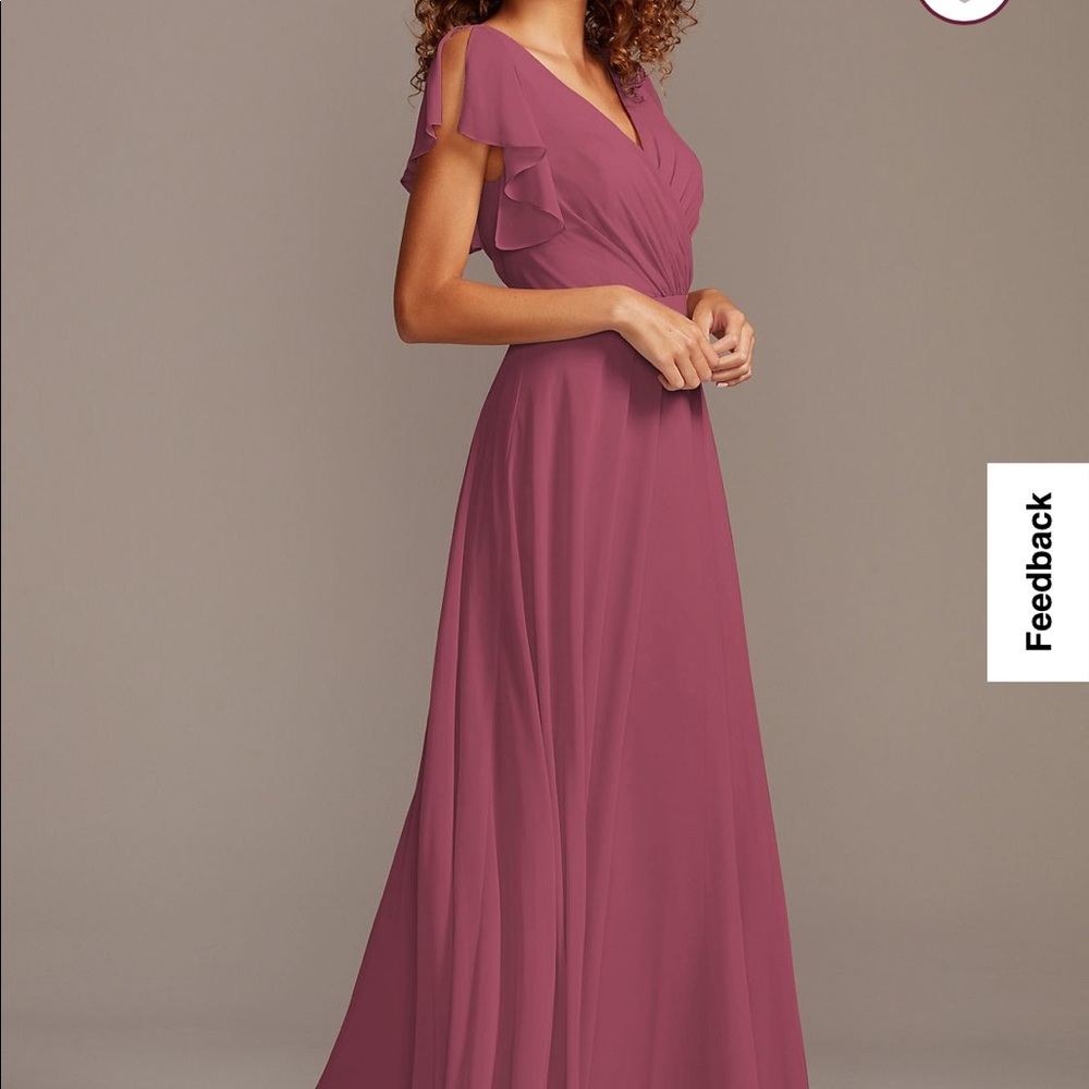 David’s bridal Flutter Sleeve Full Skirt Bridesmaid Dress in Chianti size 6